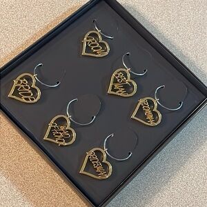 Wedding wine charms set of six